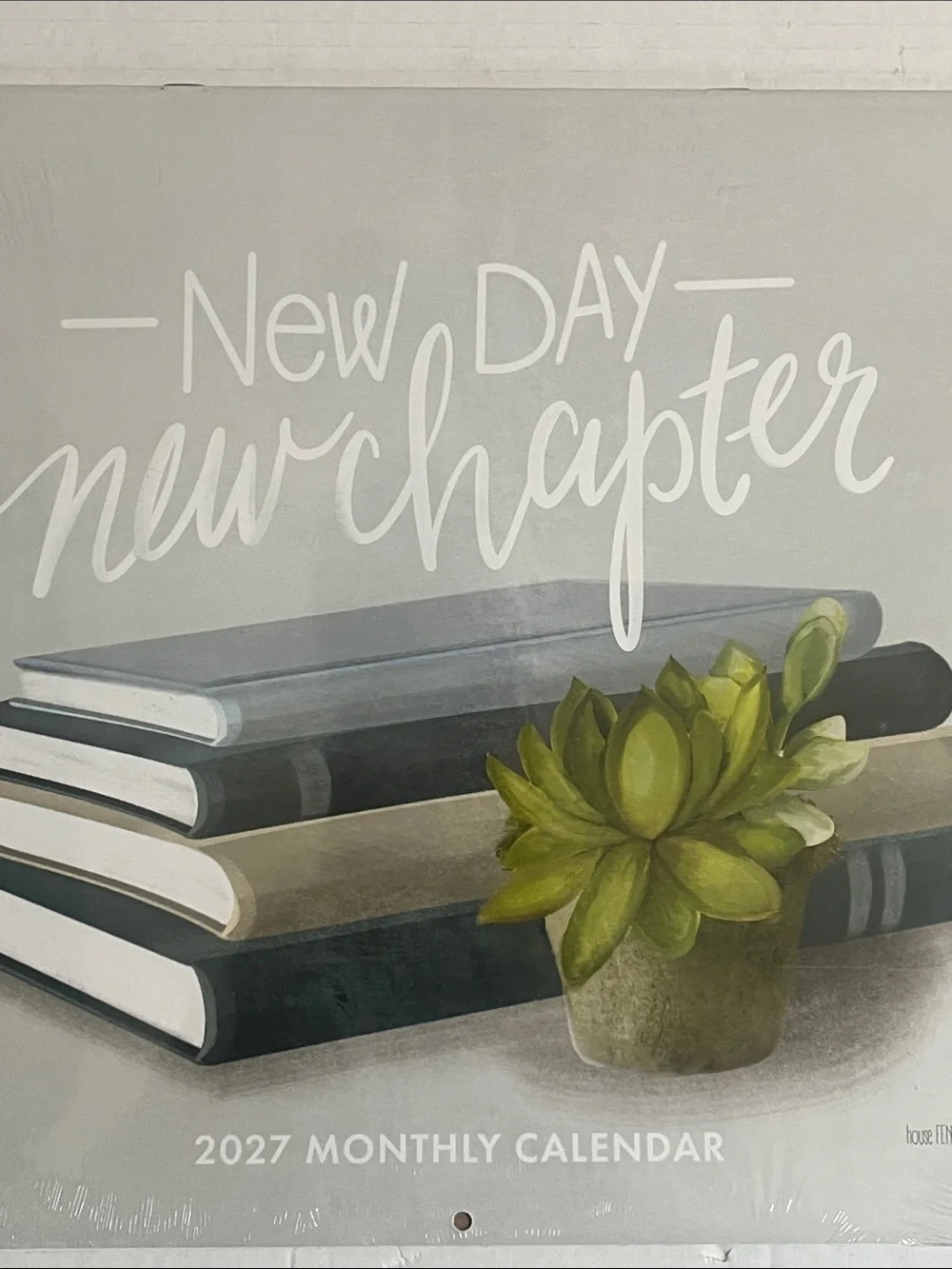 New Day New Chapter 2027 Monthly Calendar - Gray with Green Accent